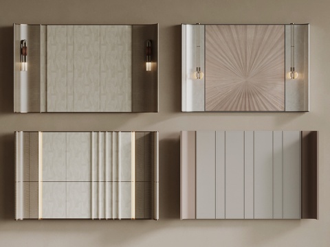  现代背景墙 卧室背景墙su模型 