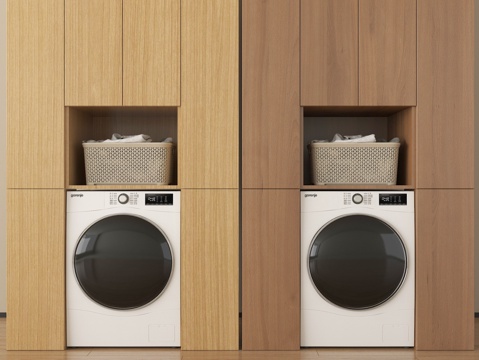  现代洗衣机柜 阳台柜 洗衣机3d模型 