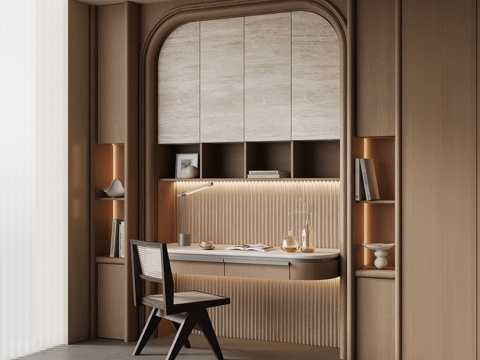  现代书桌椅 书柜3d模型 