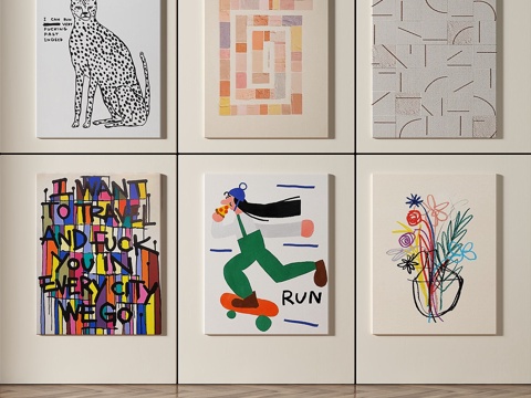 现代，简约，抽象，装饰画免费3d模型