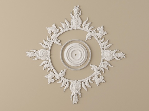  法式雕花灯盘 石膏构件3d模型 