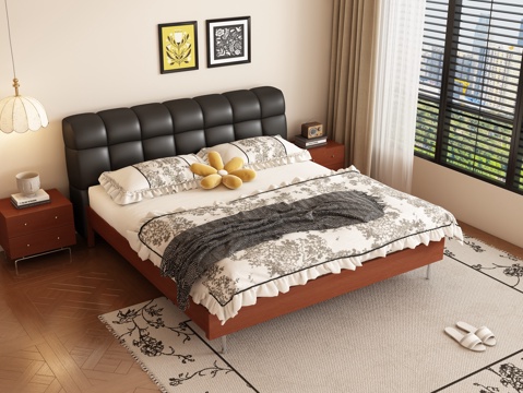  现代双人床 卧室3d模型 