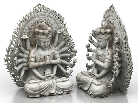  千手观音 千手观音雕像 观音雕塑 千手观音石像 佛像3d模型 