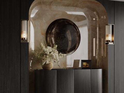 现代端景柜 边柜 端景墙su模型