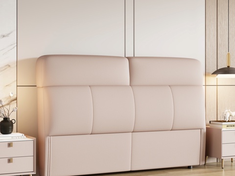  现代卧室 床头 双人床 床头柜3d模型 