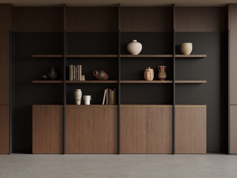  中古风书柜 现代书架3d模型 