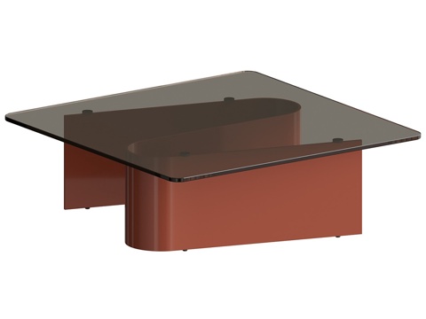  现代极简玻璃方茶几3d模型 