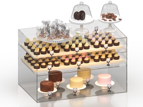  蛋糕柜 玻璃柜 面包柜 面包展示柜 甜品柜 甜点柜 糕点柜3d模型 