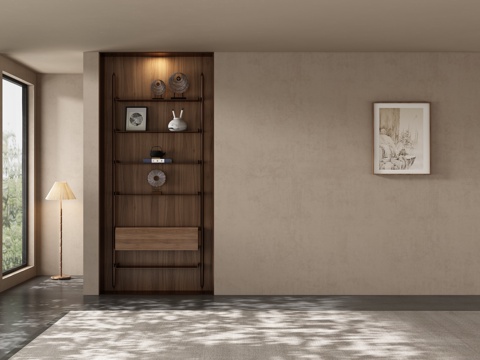  茶室背景墙3d模型 