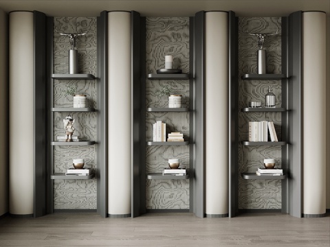  现代书柜 书架3d模型 