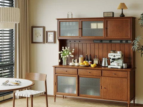  法式复古风餐边柜 美式实木餐边柜3d模型 