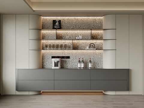 现代酒柜 餐边柜 酒架su模型