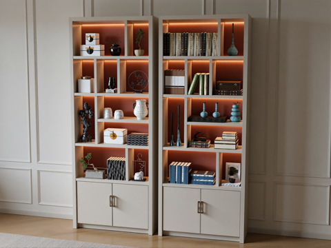 现代实木书柜su模型