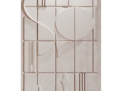  现代侘寂浅浮雕装饰板3d模型 