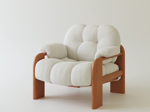 中古奶油休闲椅su模型