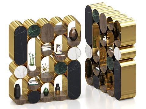  装饰置物架 置物架 展示柜 书柜 书架 装饰柜 装饰架3d模型 