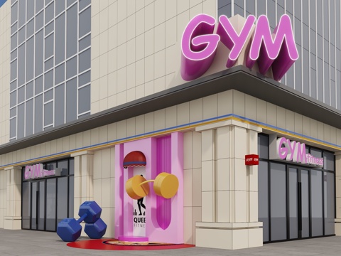  健身馆 健身房 健身运动3d模型 