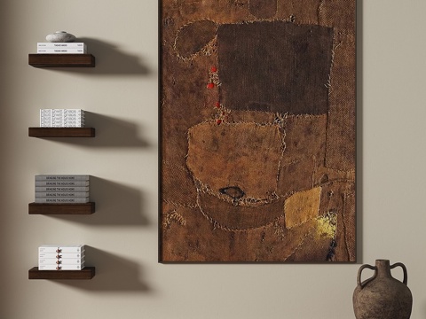  中古，复古，抽象，轻奢，侘寂，肌理，装饰画3d模型 