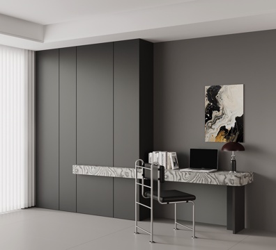  现代意式书桌 书柜 衣柜3d模型 