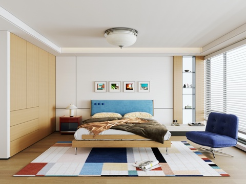  包豪斯卧室 多巴胺卧室 飘窗卧室 主卧3d模型 