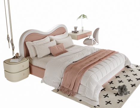  现代儿童床 单人床3d模型 