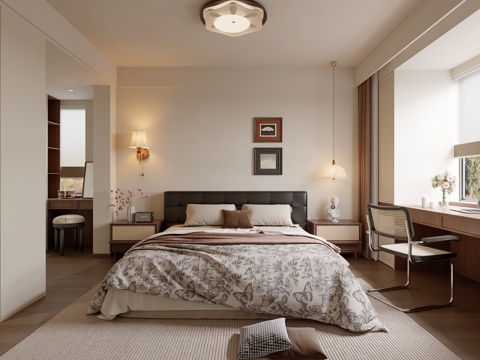  中古风家居卧室3d模型 