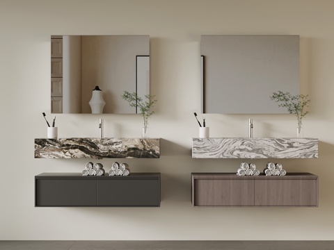 现代浴室柜 卫浴用品su模型