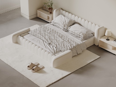  现代双人床3d模型 