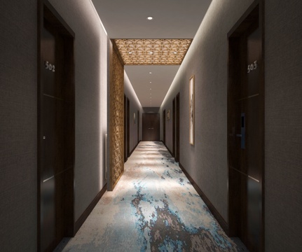  新中式酒店走廊3d模型 