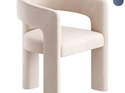  现代奶油风布艺单椅3d模型 