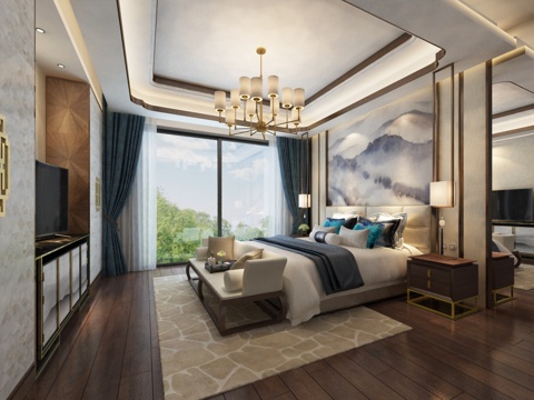  现代家居卧室3d模型 