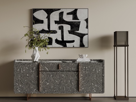 现代现代边柜 装饰柜su模型