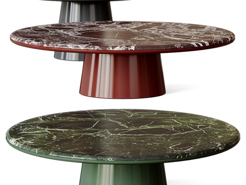  现代意式大理石圆茶几组合3d模型 