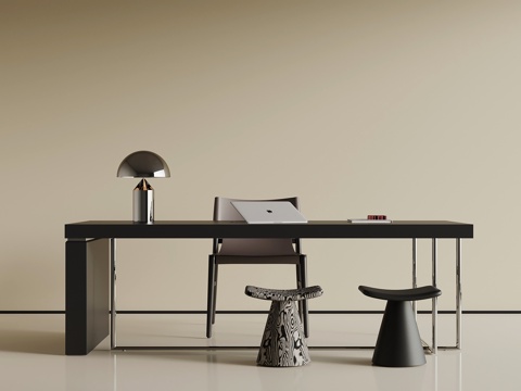  现代书桌椅3d模型 