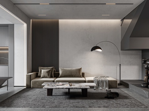  现代暗黑客餐厅3d模型 