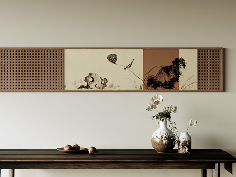 新中式装饰画su模型