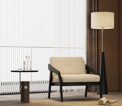 现代意式休闲椅 边几 落地灯su模型