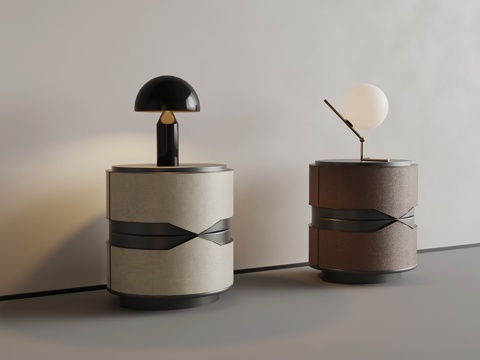 现代意式床头柜 圆形床头柜su模型