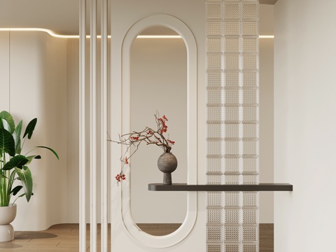  法式复古玄关3d模型 