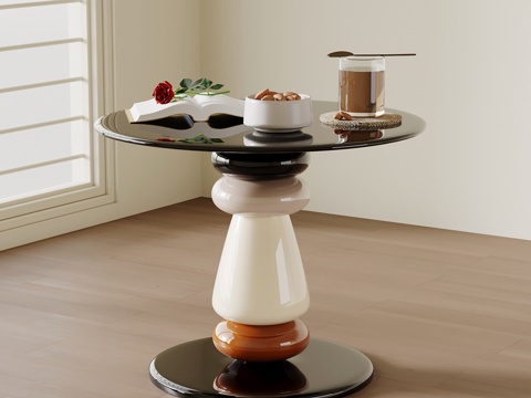 现代极简边几 简约彩色边几su模型