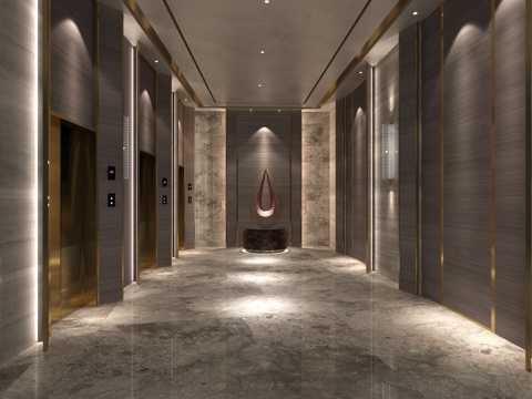  现代电梯间模型3d模型 