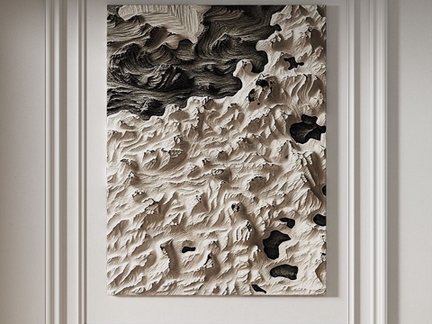  现代，简约，肌理，抽象，轻奢，侘寂，立体，装饰画3d模型 