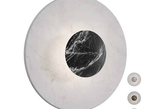  现代意式极简大理石圆形壁灯3d模型 