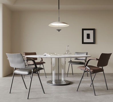 现代餐桌椅 圆桌su模型