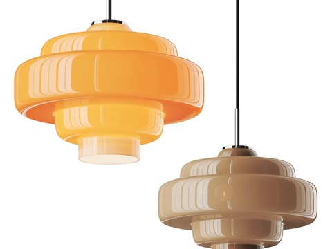  中古风玻璃装饰小吊灯3d模型 