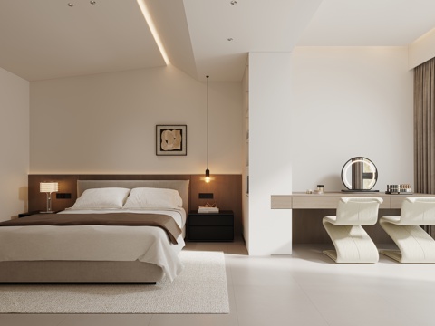  现代意式主卧3d模型 