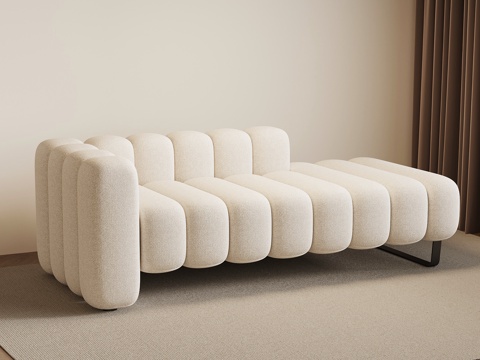  现代奶油贵妃椅 沙发椅su模型 