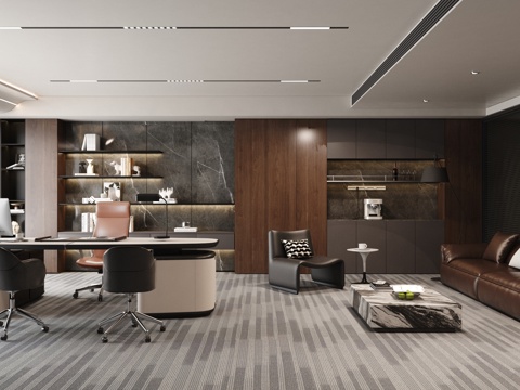  现代经理办公室 意式独立办公室3d模型 