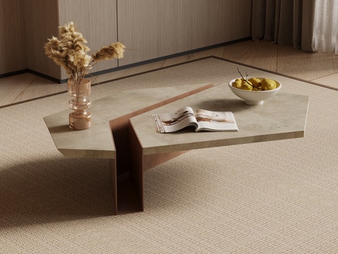 中古风茶几 异形茶几 大理石茶几su模型