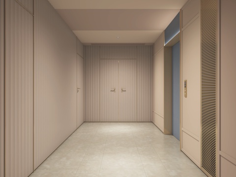  酒店电梯厅走廊过道工区汉庭3d模型 